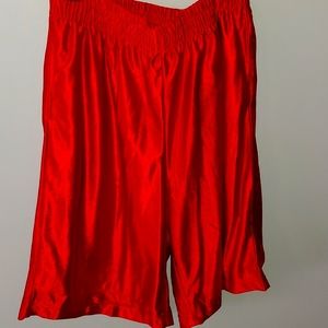 Red shiny dazzle basketball shorts